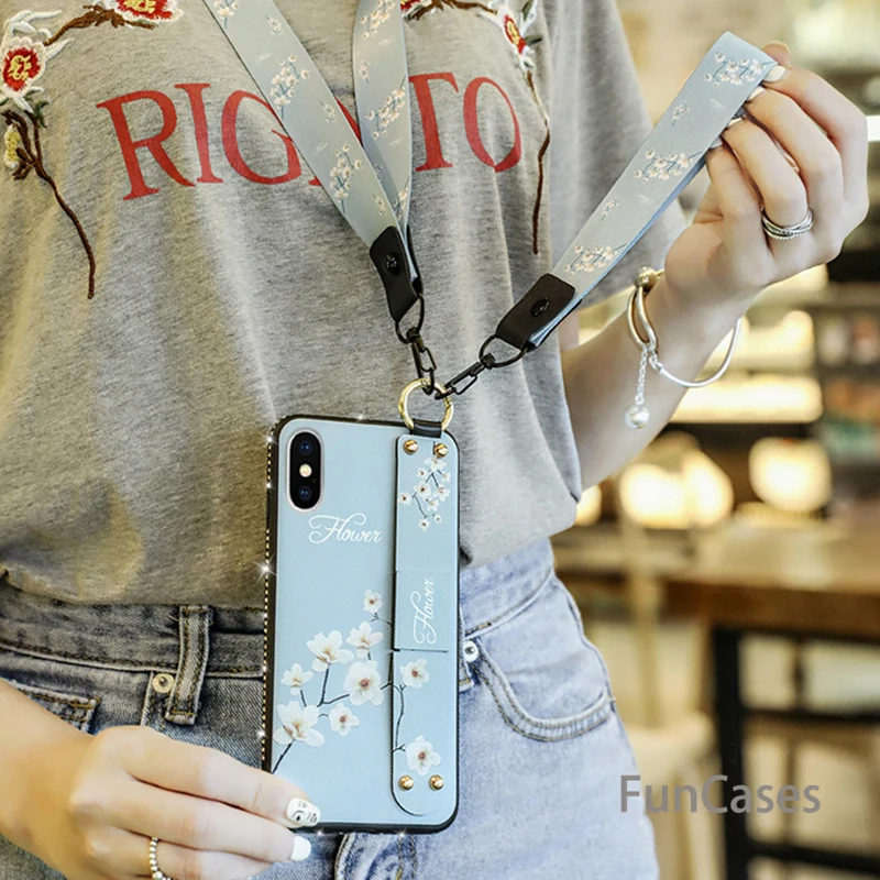 Алмазный ретро браслет чехол для телефона iPhone 6 6s 7 8 Plus X 10 XR XS Max цветочная ткань