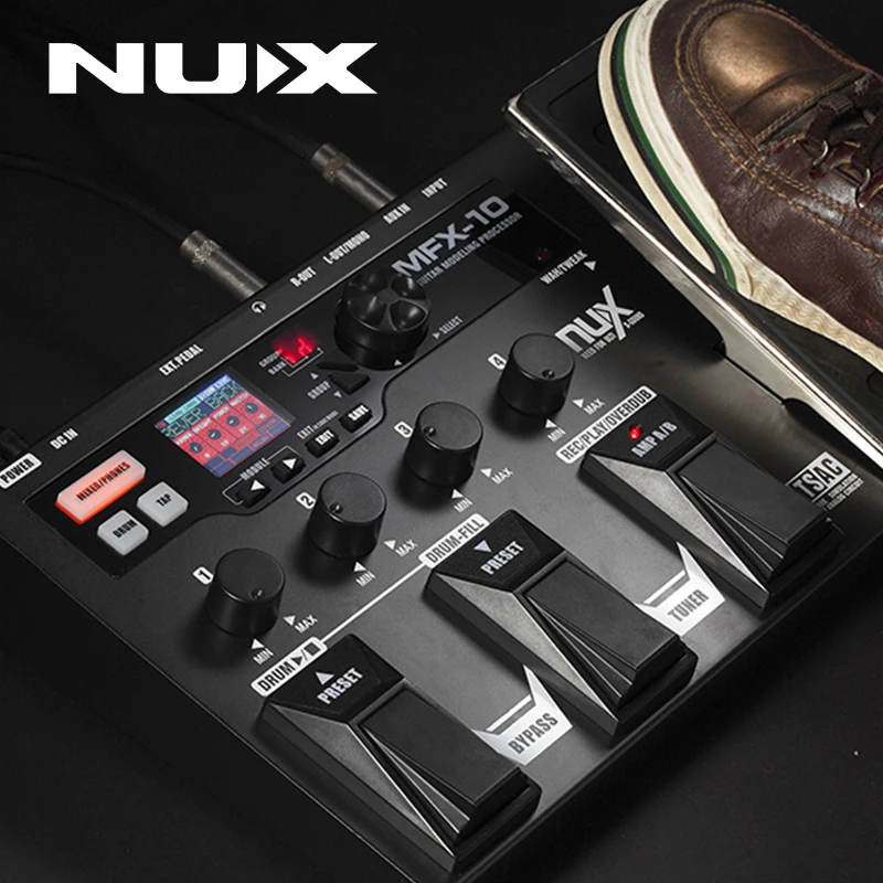 NUX MFX 10 мультиэффектный процессор гитарная педаль 55 типов эффектов AUX in ЖК