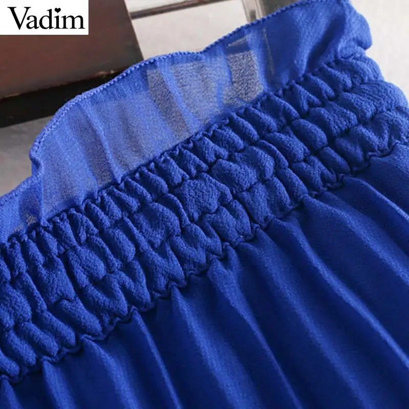 Женское элегантное платье vadim из шифона синего цвета Свободные Штаны эластичная