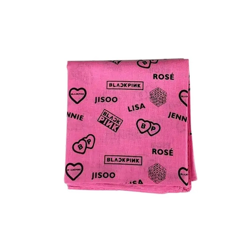 L Pink Горячая Kpop черная розовая хлопковая повязка на голову Lisa Rose JISOO JENNIE модная повязка на волосы "тюрбан" резинка на голову аксессуары для волос 55*55 см - Цвет: L Pink