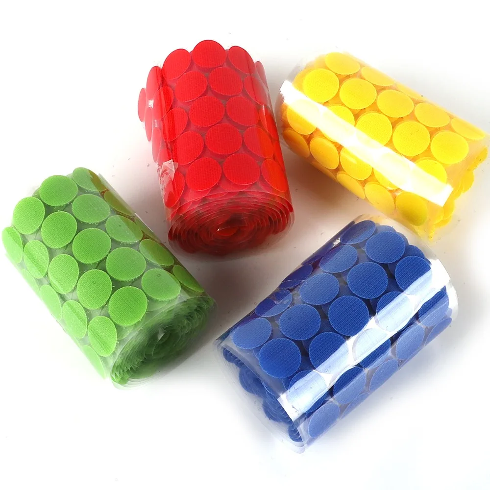 100 пар 20 мм Высококачественная клейкая крепежная лента круглые крючки и петли