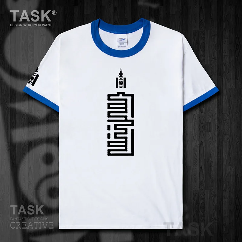 Мужская футболка с монгольским элементом коротким рукавом одежда из хлопка