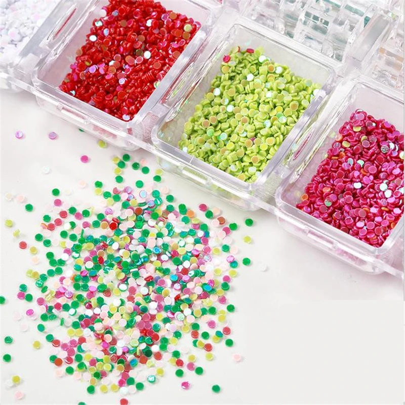 1 Box Nail Mixed loading Flat Bottom Round 3D Decor Wheel 12 Colors Manicure Art Decorations | Красота и здоровье