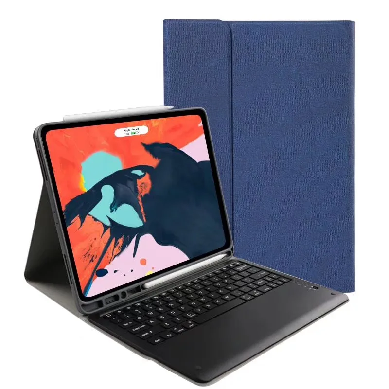 Тонкая беспроводная клавиатура-чехол для Apple iPad Pro 12,9 ткань кожаный полный защитный чехол для нового iPad 12," клавиатура - Цвет: Black