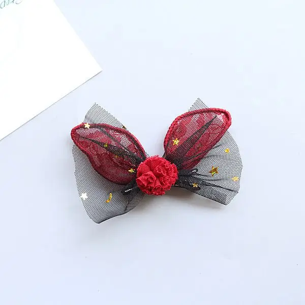 

Boutique 20pcs Fashion Cute Pom Pom Bow Rabbit Ears Hairpins Solid Kawaii Gauze Bowknot Animal Ears Hair Clips Princess Headwear