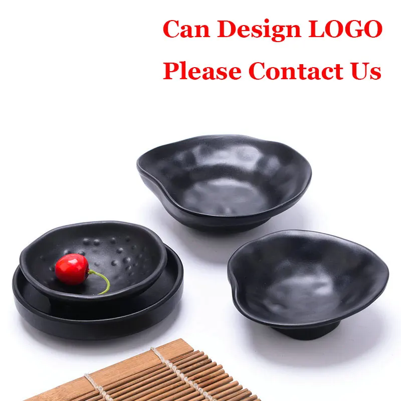 Black Melamine Butter Dish Tableware KTV Snack Japanese Sushi Condiment Seasoning Soy Sauce Plate Restaurant Serving | Дом и сад