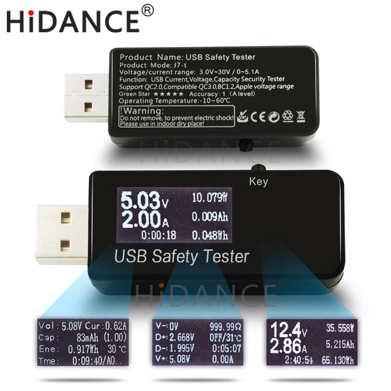 

USB-тестер постоянного тока 3-30 в, вольтметр, амперметр, измеритель текущего напряжения, монитор емкости qc2.0, быстрое зарядное устройство, акку...