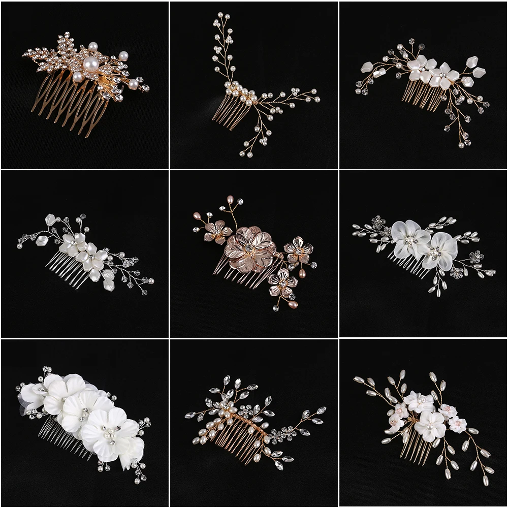 Гребень для волос с жемчугом невесты аксессуары свадьбы расческа цветами из