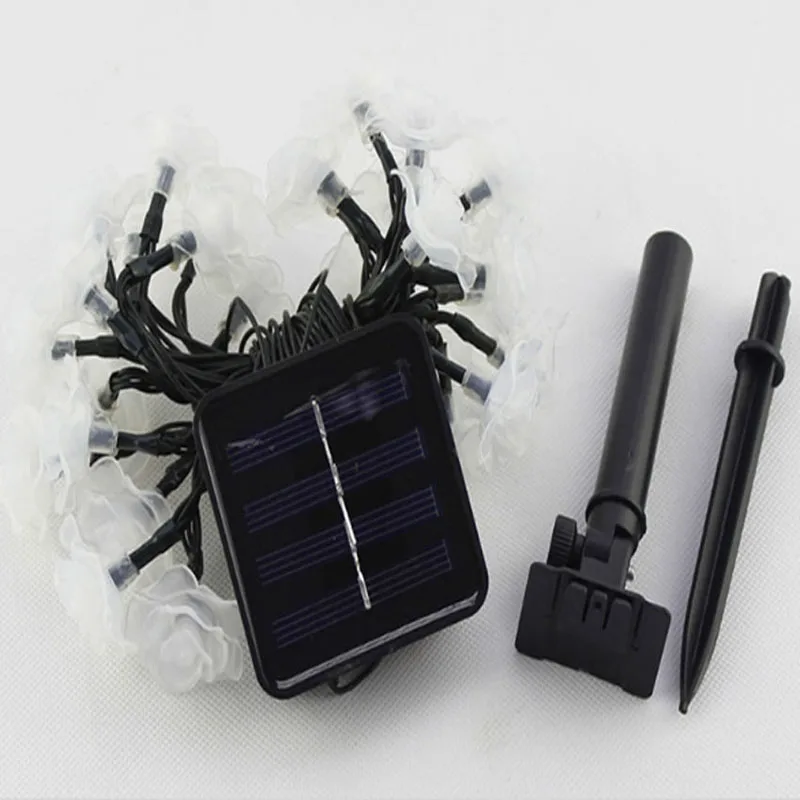 Solar Led String Lights Outdoor 20 LED Rose Flower Garland Garden Decor Lighting Lamp Fairy Patio Holiday Light ALUVEE | Освещение