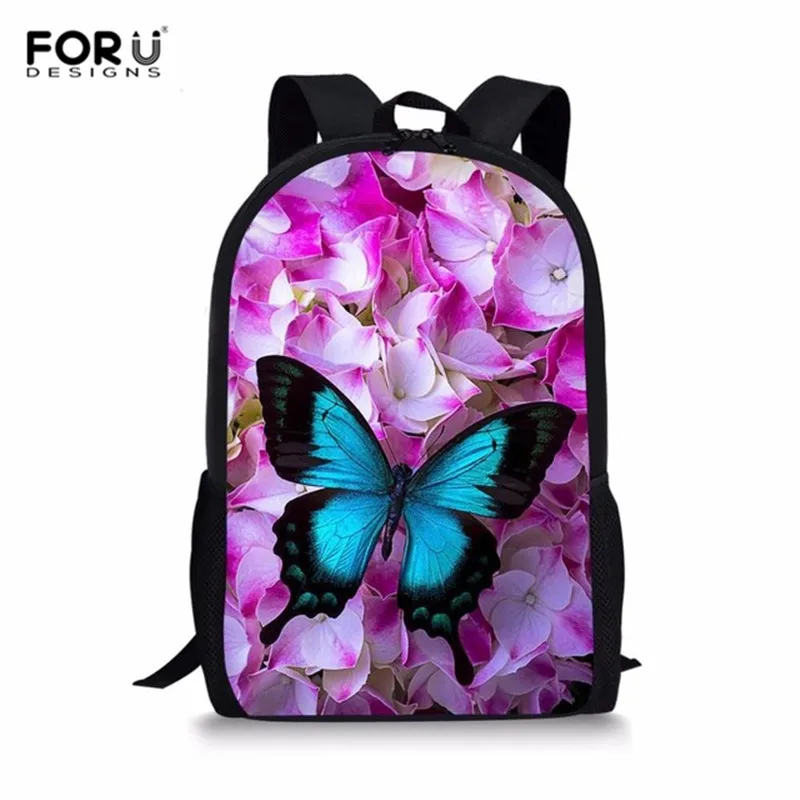 FORUDESIGNS/Детские Школьные Рюкзаки Мода 3 шт./компл. с рисунком «бабочки», сумки для девочек подростков прикольные книжные сумки - Цвет: MA187C