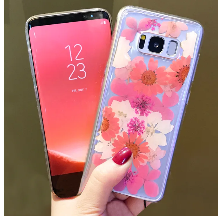 Настоящие засушенные спрессованные Цветы Чехол для iPhone XR X XS Max 6 6S Plus 7 8 цветочный силиконовый чехол для samsung S10 S10 Plus S9 S8 с пленкой