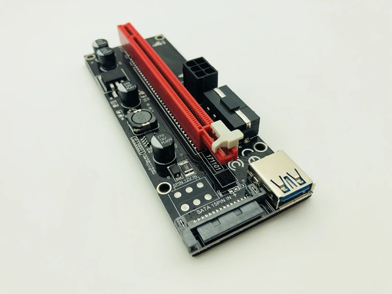 Райзер-карта 009s PCI Express Райзер с 1x на 16x PCIE Кабель USB3.0 SATA 6 контактов 4 контакта IDE Molex