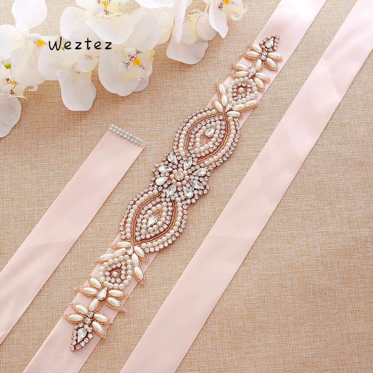 Свадебный пояс бриллиантовое платье Аппликация Свадебное розовое золото для