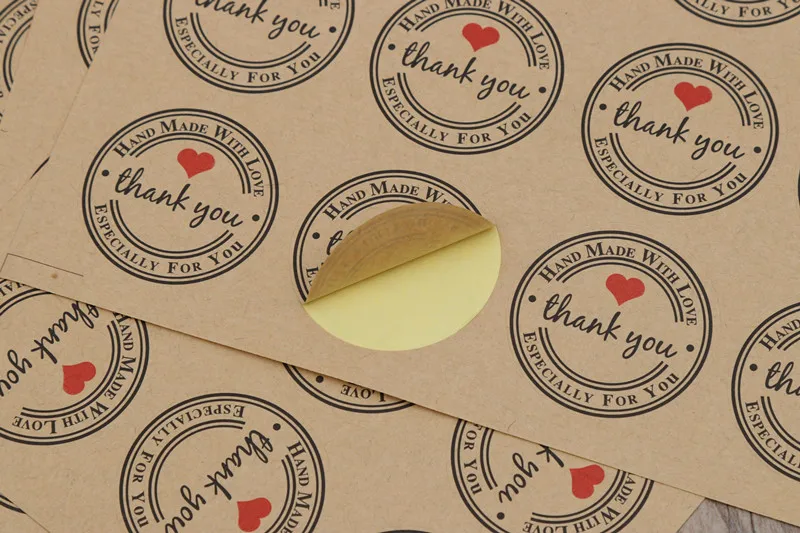 10 листов ярлыков в форме сердца крафт бумага спасибо наклейки для упаковки