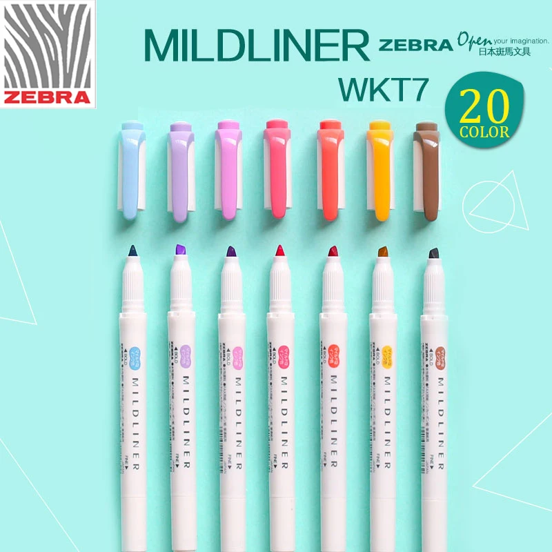 Mildliner Zebra двусторонняя хайлайтер фри/Болд WKT7 школьный офис граффити 1 шт.|Маркеры| |
