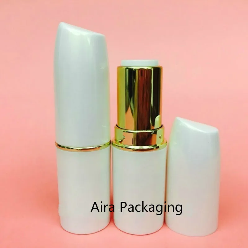 

50pcs/lot White Plastic Cosmetic Lip Rouge Container Elegant High-end Lipstick Tube 12.1mm Lip Balm Bottle
