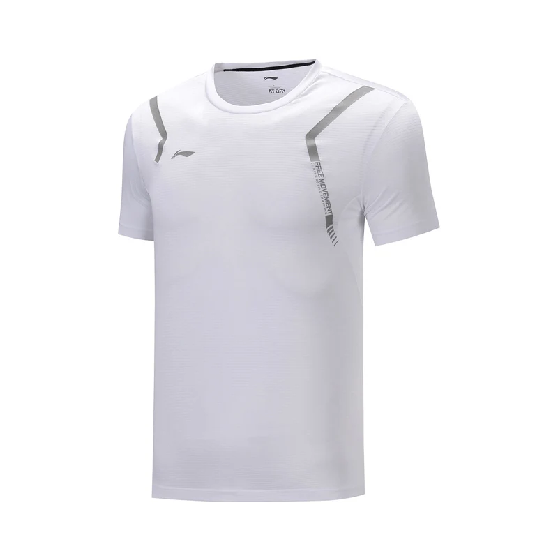 Li-Ning мужские футболки для тренировок, дышащие, полиэстер, с коротким рукавом, с подкладкой, удобные, спортивные, ATSP199 MTS3117 - Цвет: ATSP199-4H
