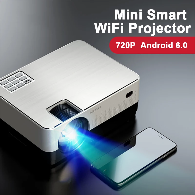 Luccine Android 6,0 портативный умный WiFi светодиодный ЖК-проектор HQ4