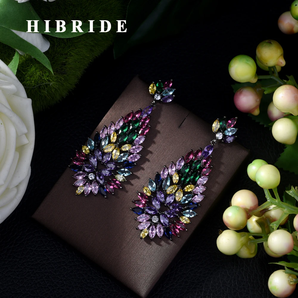 

HIBRIDE Super Luxury AAA Cubic Zirconia Statement Drop Earrings for Women Bridal Earring Jewelry Accessories Bijoux Femmel E-436