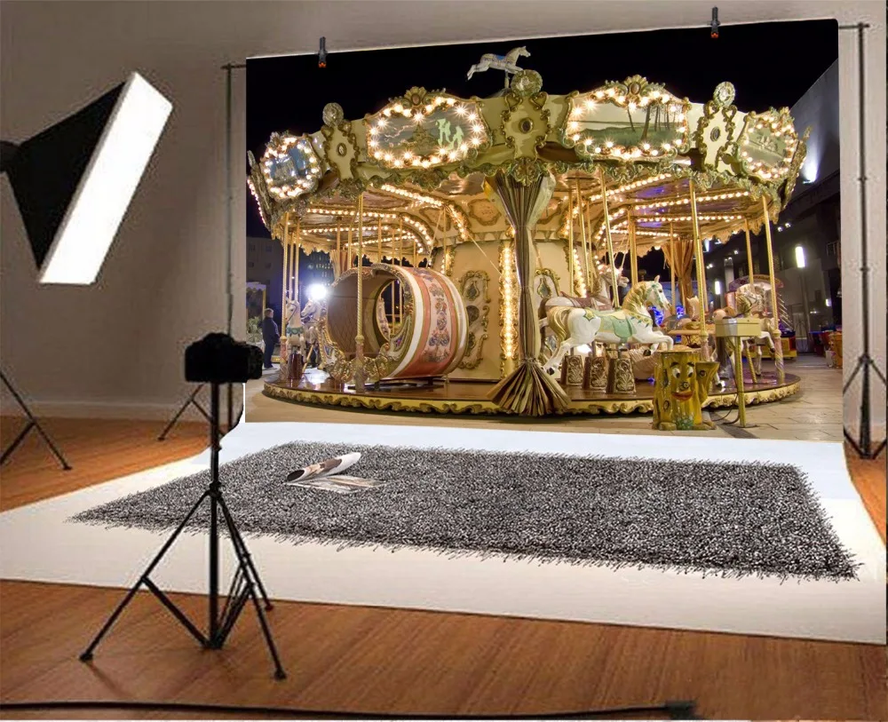 Фоны для фотосъемки Laeacco Baby amusance Carousel Night Scenic индивидуальные фотографические фоны