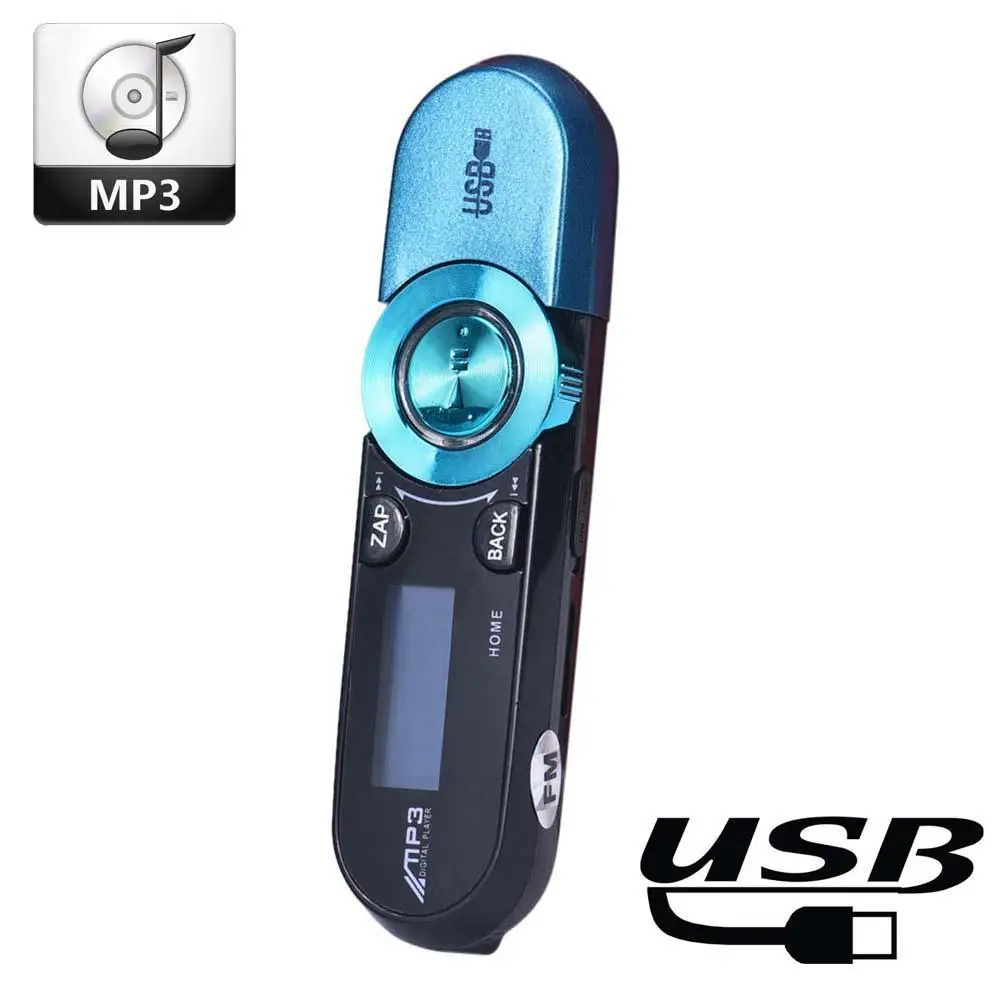 USB ЖК экран 16G поддержка Flash TF плеер MP3 Воспроизведение музыки FM радио мини синий|fm