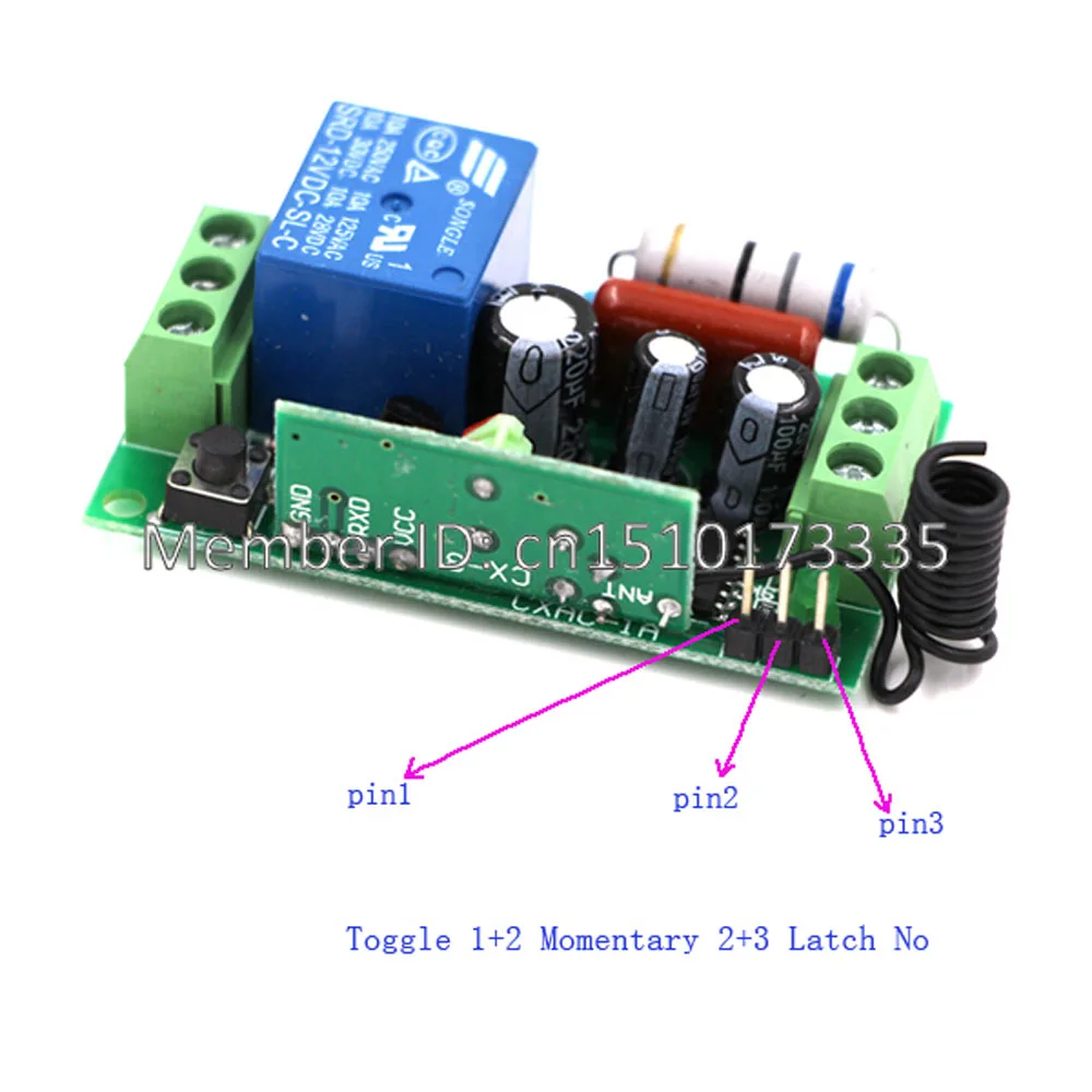 Smart 10A 220V 1CH 1 CH RF пульт дистанционного управления приемник для лестницы потолочный светодиодный светильник, 110V Приемник 315/433Mhz
