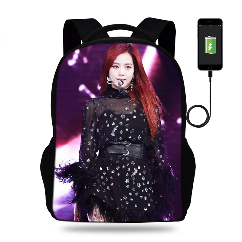 Kpop черный розовый Jisoo/Jennie/Rose/Lisa подростковые рюкзаки для девочек дорожная сумка