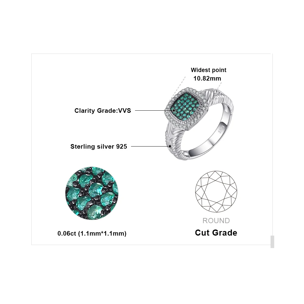 JewelryPalace круглый создана изумрудов коктейльное кольцо Твердые стерлингового