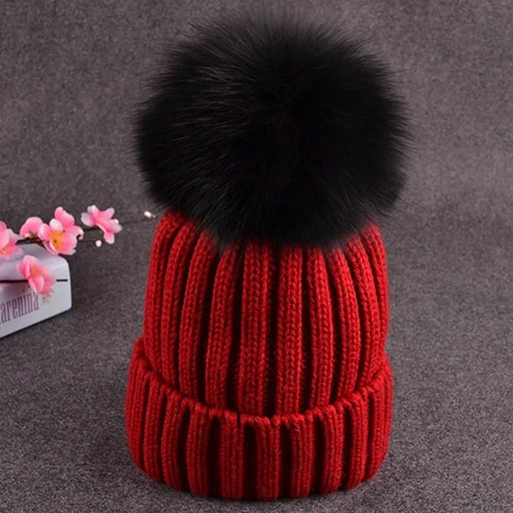 Осенне зимняя шапка из натурального Лисьего меха женская меховая плюша вязаные