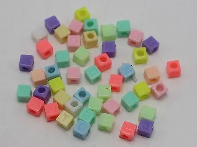 250 Mixed Pastel Color Acrylic Assorted Alphabet Letter Cube Pony Beads 6X6mm | Украшения и аксессуары