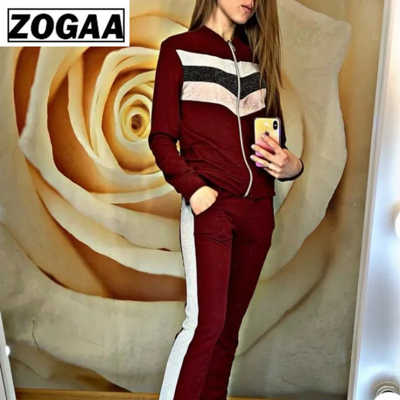 ZOGGA/Свободный Повседневный Женский костюм из 2 предметов весенний женский модный