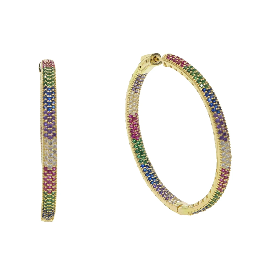 Роскошные серьги-кольца с большими кристаллами диаметром 50 мм для женщин круглые