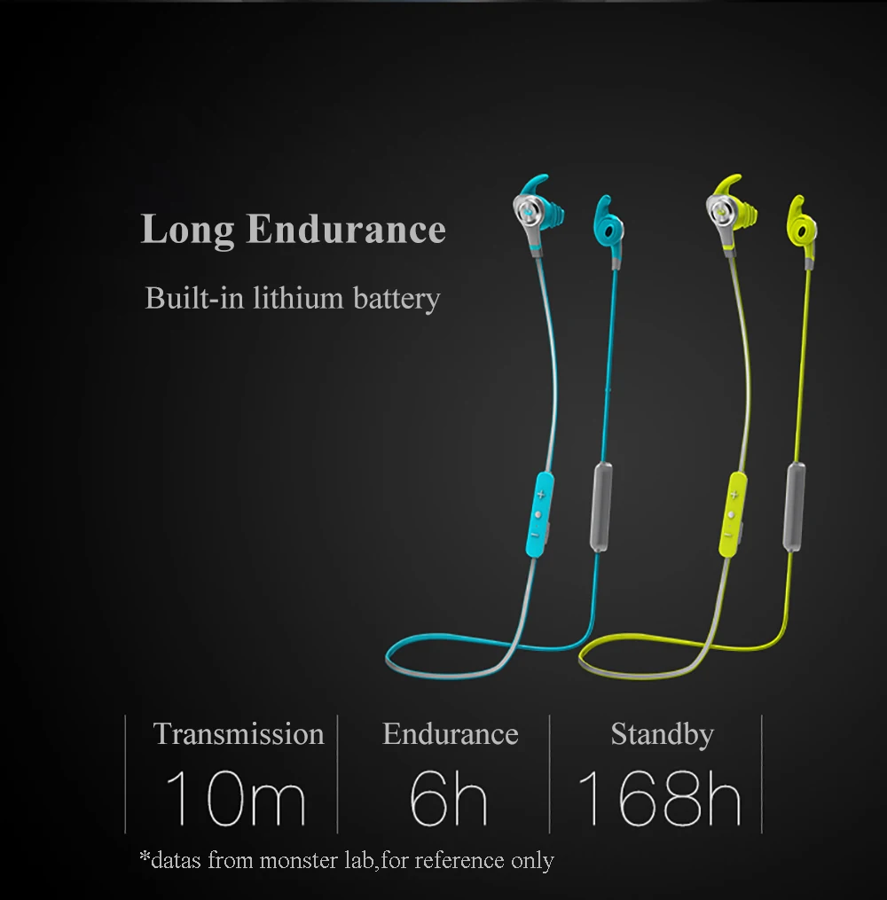 Оригинальные наушники-вкладыши Monster Isport Intensity, защищающие от пота, беспроводные Bluetooth наушники с микрофоном, стерео пульт дистанционного управления басами