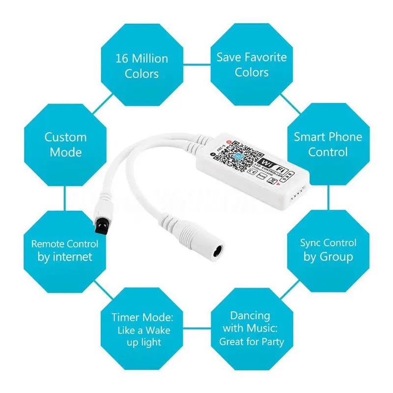 5 м 10 24 В RGB Светодиодная лента 5050 SMD WiFi контроллер Набор 21 ключ RF пульт