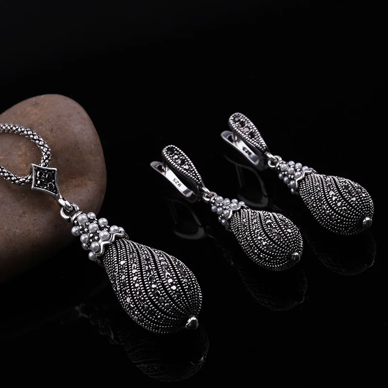 Женский винтажный комплект украшений Sellsets изысканные черные стразы ожерелье