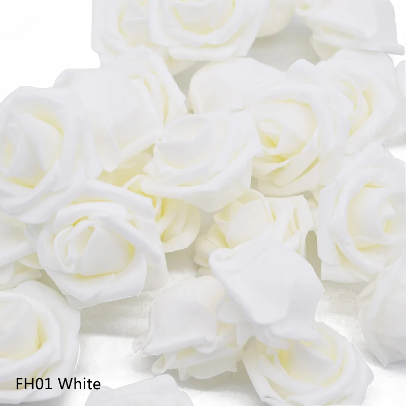 FH01 White 4 см 20 шт Искусственные Свадебные цветы украшения пенополиэтилен бутон розы DIY Искусственные цветы для скрапбукинга букет украшение для дома - Цвет: FH01 White
