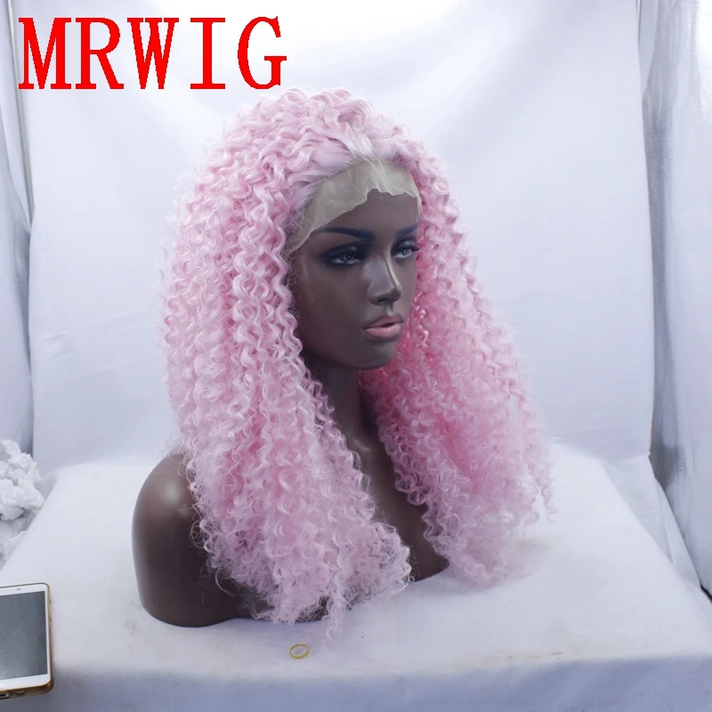MRWIG настоящие волосы розовый цвет волос бесплатная часть афро кудрявый Розовый