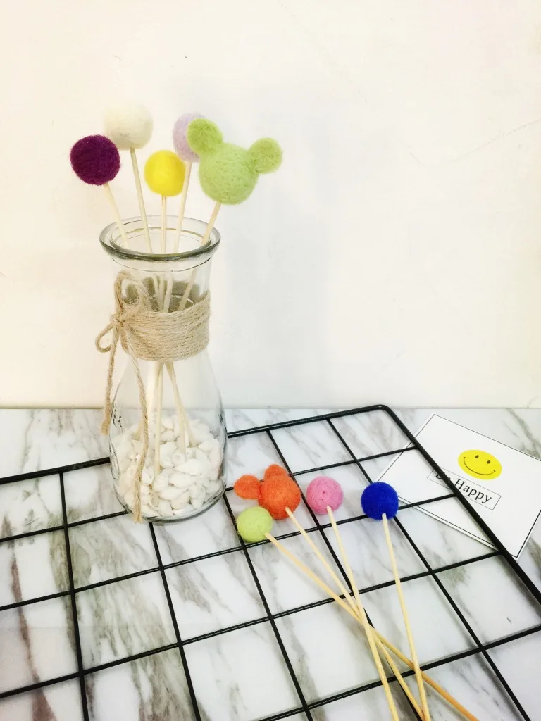 Ins шарик из шерстяного войлока стеклянные бутылки украшение комнаты украшения