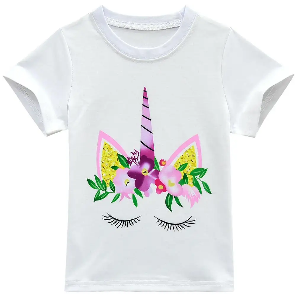 3524 T Shirt Одежда с единорогом; вечерние платья для маленьких девочек на свадьбу; модные детские комплекты летней одежды для подростков; одежда для малышей; детские шорты - Цвет: 3524 T Shirt