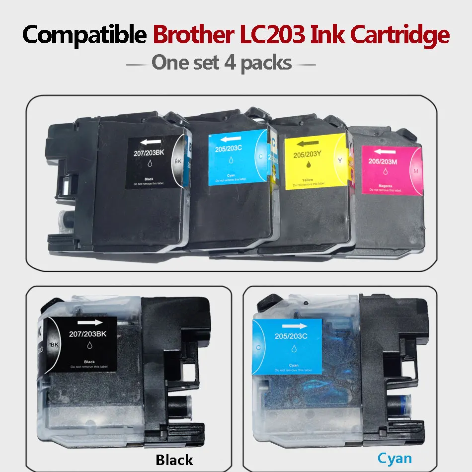 

4x LC203 XL Ink Cartridges Compatible for MFC-J4620DW MFC-J4320DW MFC-J4420DW MFC-J5520DW MFC-J5620DW MFC-J5720DW Printer