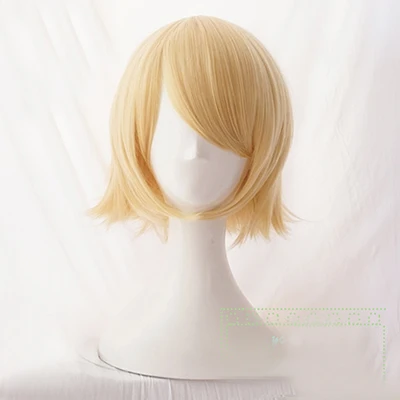 Vocaloid Kagamine Rin/Kagamine Len короткие светлые термостойкие волосы косплей костюм парик+ трек+ парик шапка - Цвет: Rin Wig