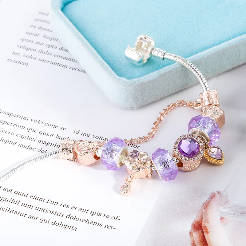 Новый ttwo-цвет розовое золото DIY Шарм браслет с Beart-shaped кулон Deads бренд braceletjewelry для