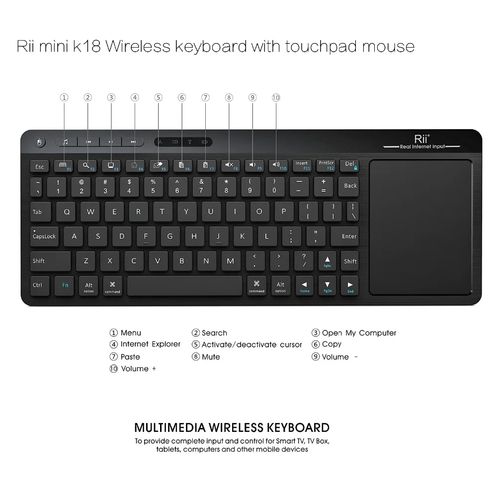 2016 Новинка Русский Английский Rii Мини K18 ultra slim 2.4 г мультимедиа Беспроводной