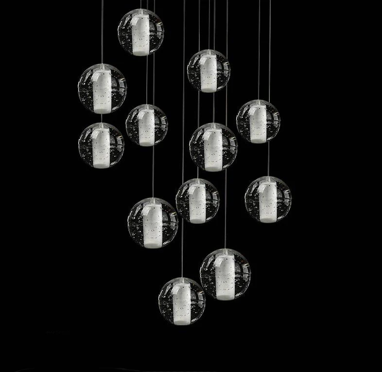 Современная хрустальная люстра LED подвесное освещение большой шар стеклянные