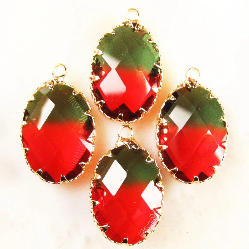 5Pcs Gold wrapping Faceted Color Titanium Crystal Oval Pendant Bead yl060107 | Украшения и аксессуары