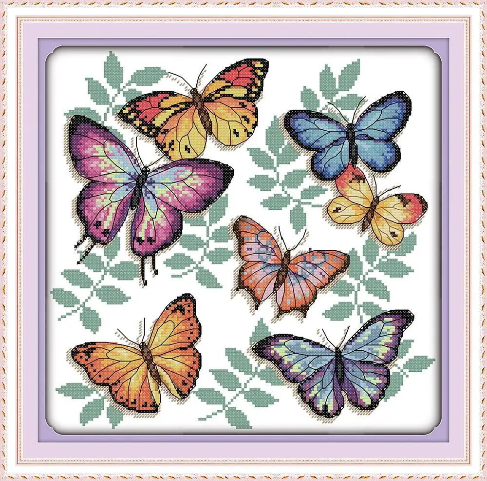 

Everlasting Love Christmas The Colorful Butterflies (2) Chinese Cross Stitch Kits Ecological Cotton Stamped 11CT Sales Promotion