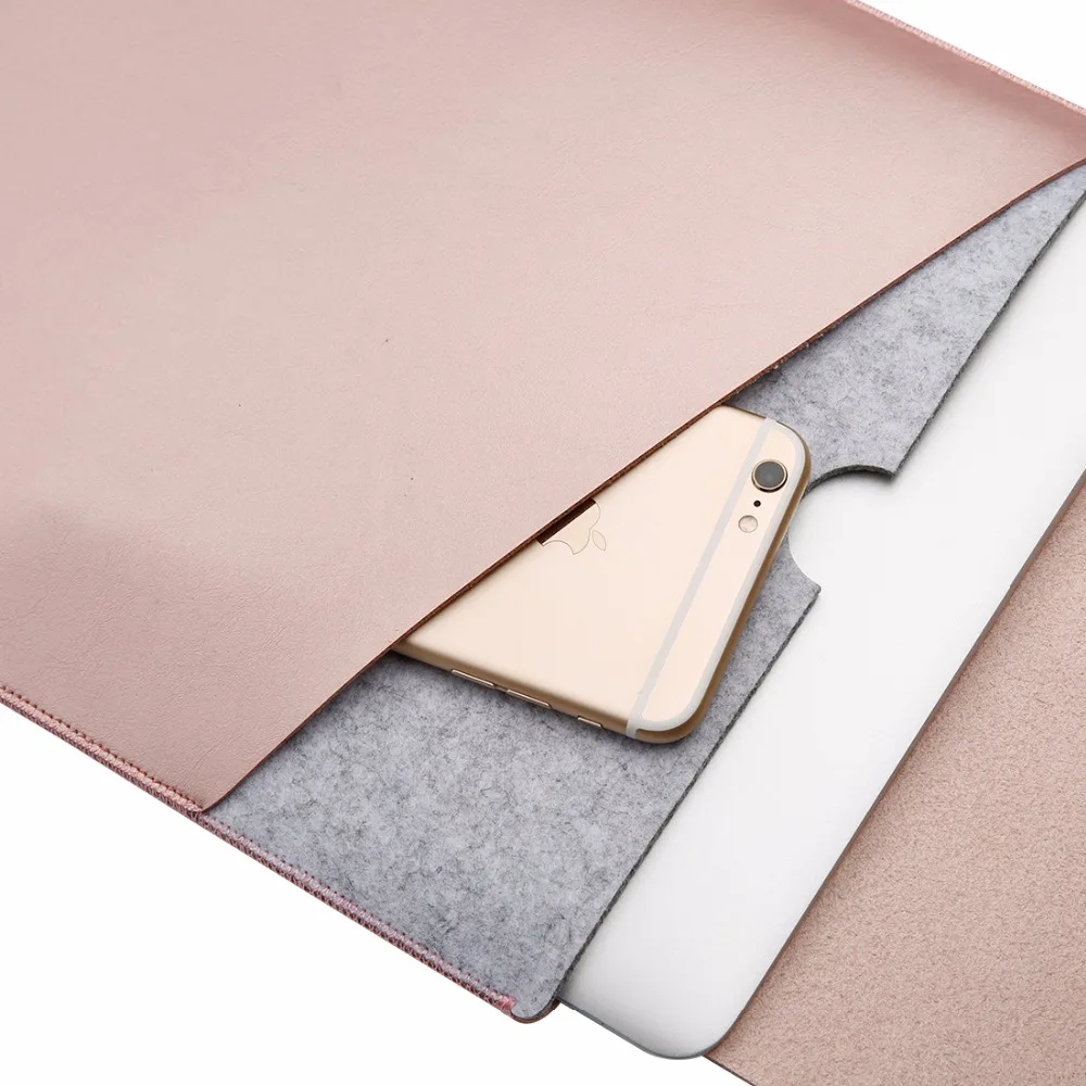 Сумка для ноутбука Мягкий кожаный чехол MacBook Pro retina & Air 12 13 15 двойной карман с