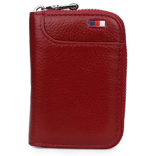 Wine Red Премиум воловья кожа RFID Защитный бумажник для карточек Новые поступления Большая емкость визитниц для карточек - Цвет: Wine Red