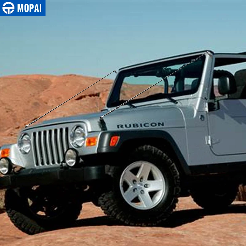 

MOPAI Protective Frames for Jeep Wrangler TJ 1997-2006 Hood Latch Obstacle Eliminate Rope Limb Riser Kit for Jeep Accessories