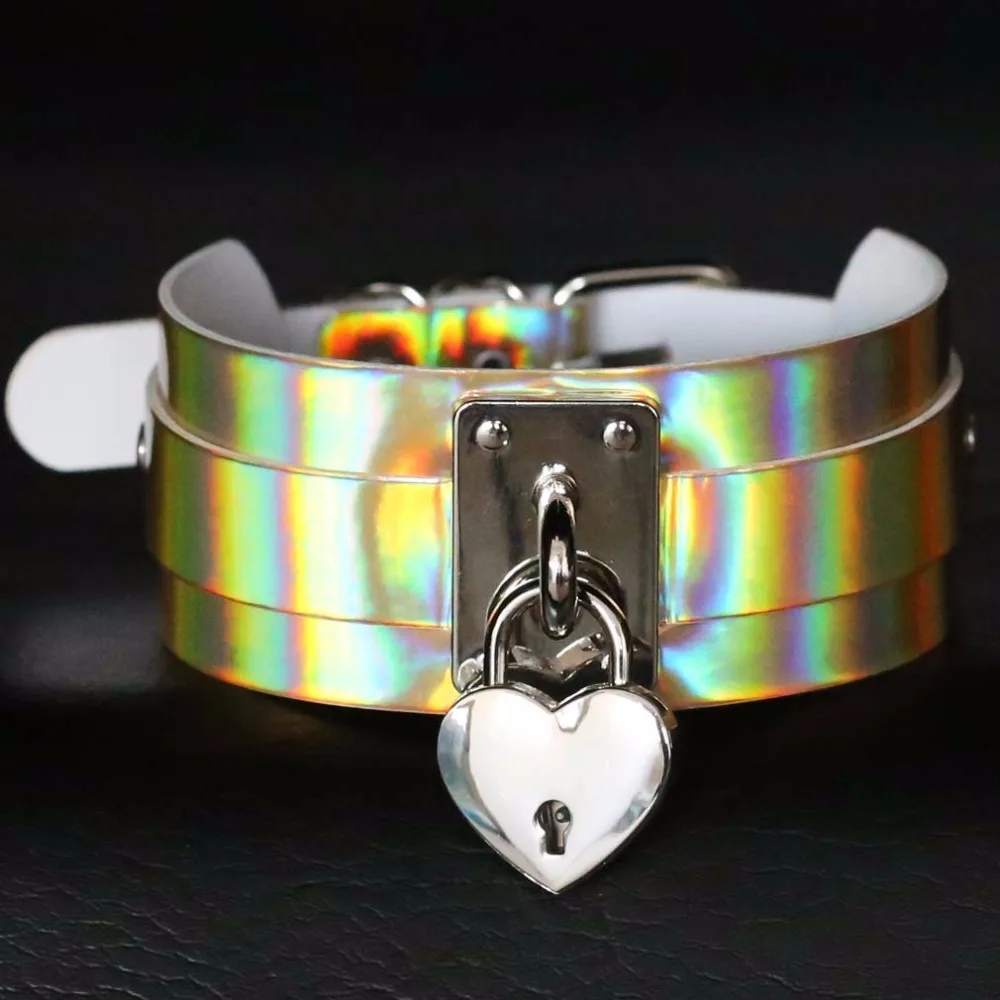 DIEZI Личность Готический большое сердце широкий бондаг цепочки и ожерелья гот PU